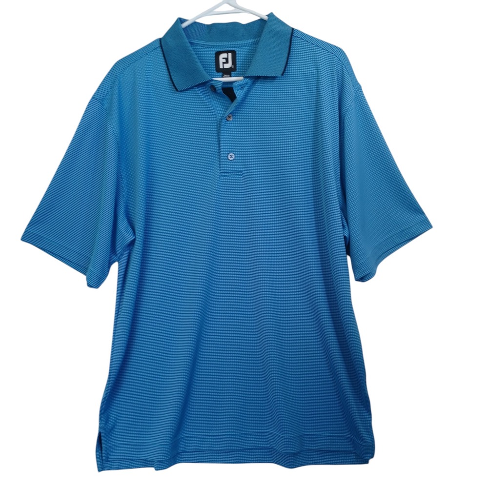Foot Joy Mens Golf Shirt Size Large Short Sleeve Polo Pullover‎ Blue Black